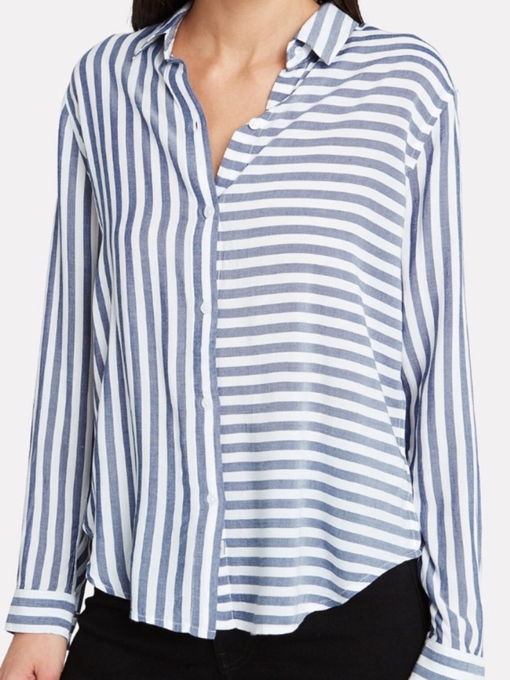 Rails Navy and White Vertical Stripe Bonnie Button-Down Shirt Xsmall